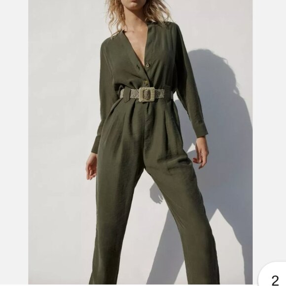 New with tag Zara jumpsuit green with belt. &Free top - Picture 1 of 3
